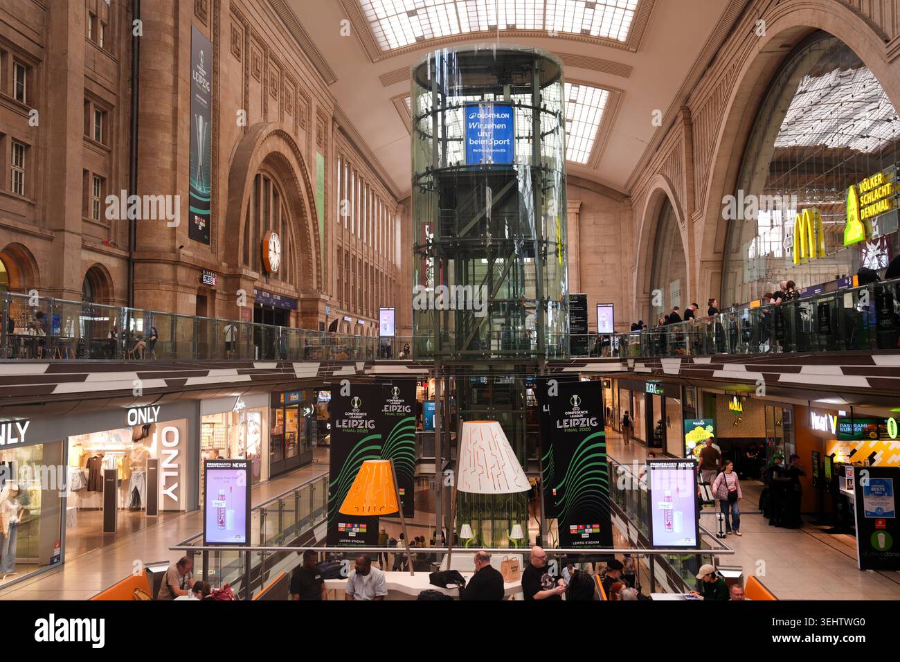 UEFA Conference League signage at Leipzig station, ahead of the UEFA ...