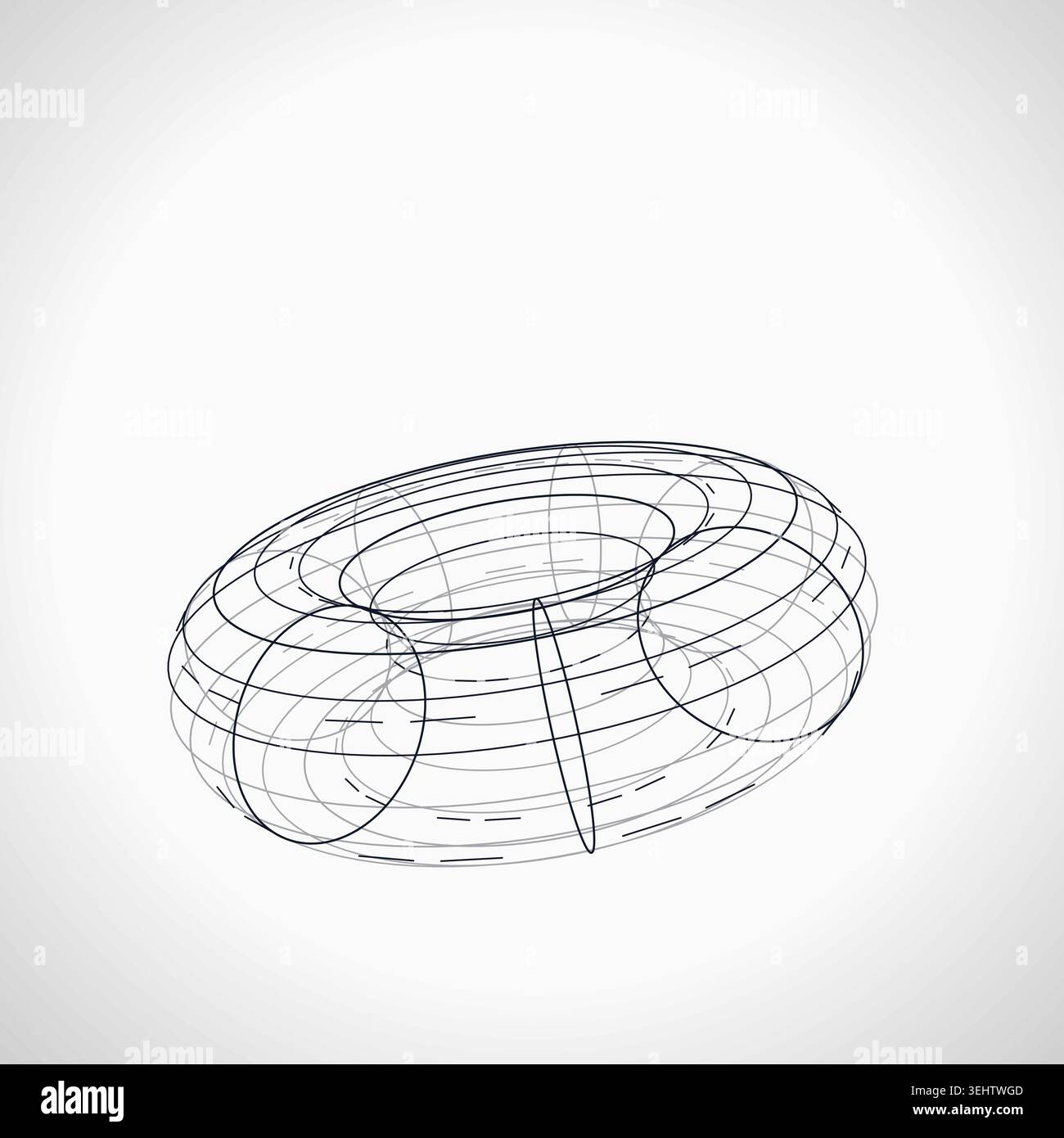 Abstract futuristic torus structure rendered as a clean geometric network background Stock Vector