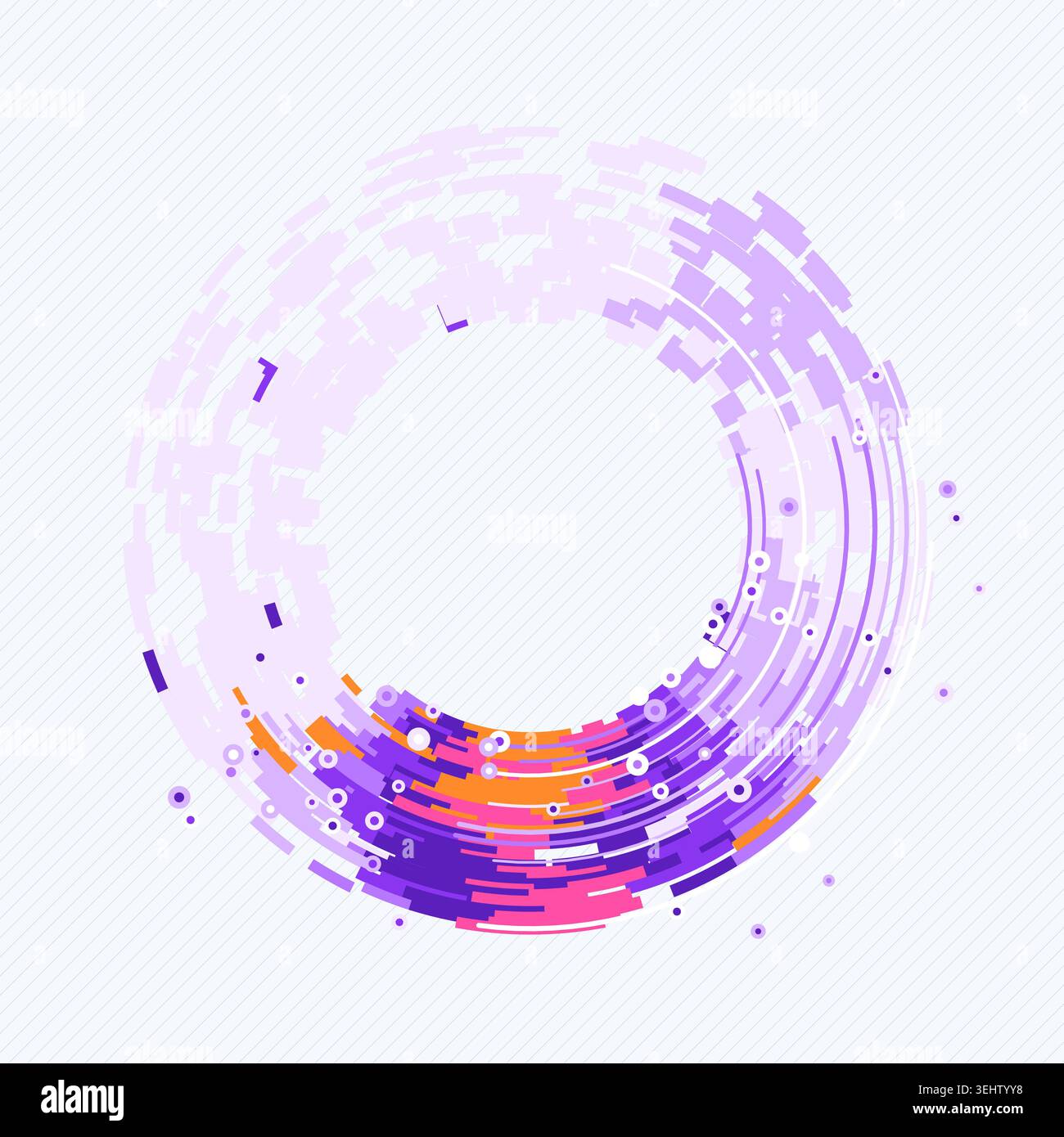 Abstract digital ring interface made from layered geometric arc blocks Stock Vector