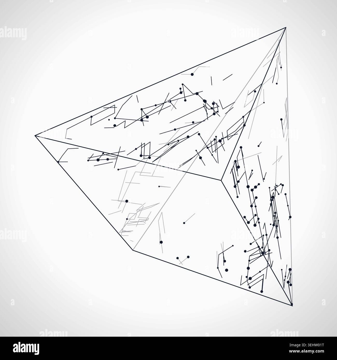 Abstract futuristic pyramid structure rendered as a clean geometric network background Stock Vector