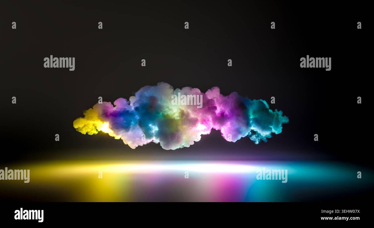 Vibrant vapor cloud rainbow smoke 3d Stock Photo