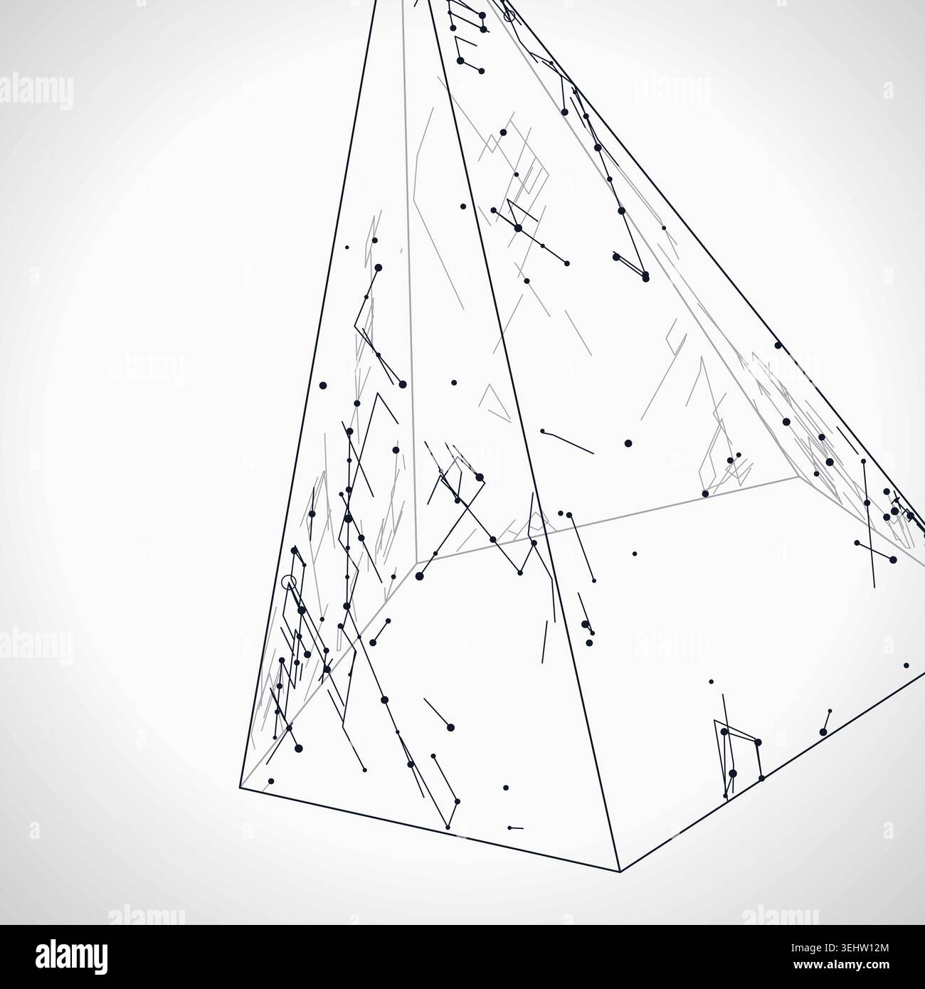 Abstract futuristic pyramid structure rendered as a clean geometric network background Stock Vector