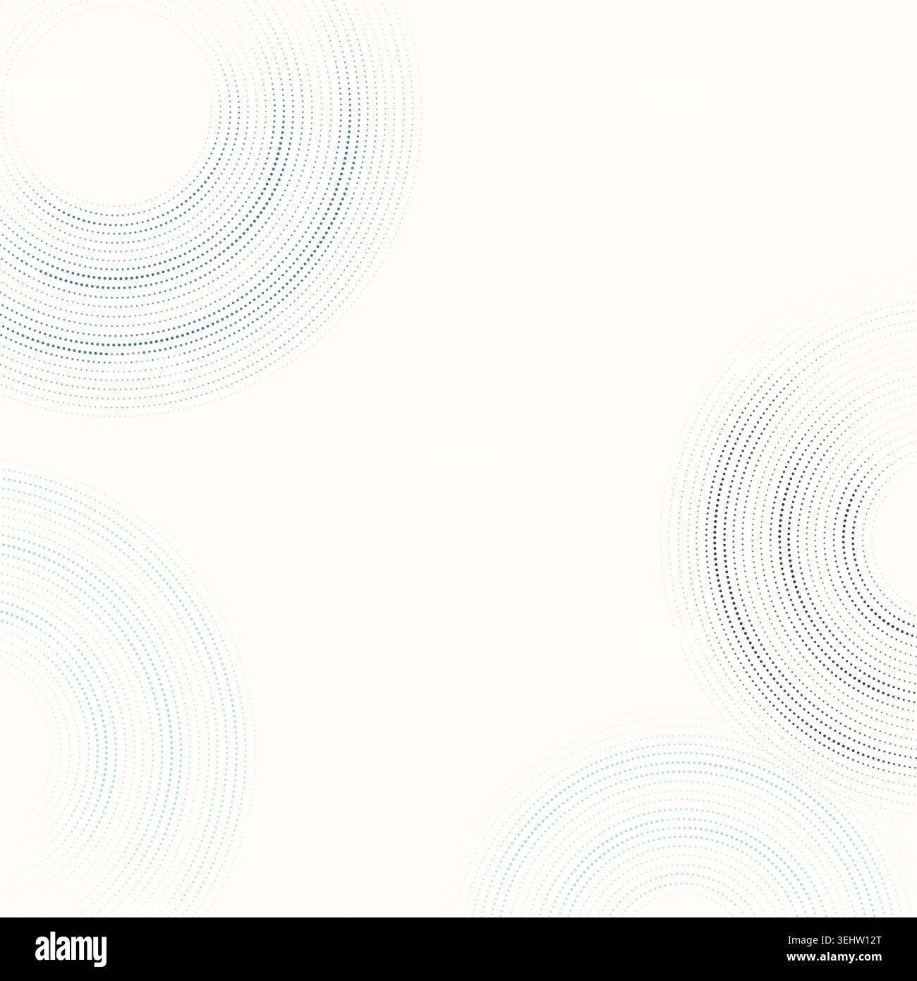 Modern dotted background featuring floating circular ring forms built from clean vector particles Stock Vector