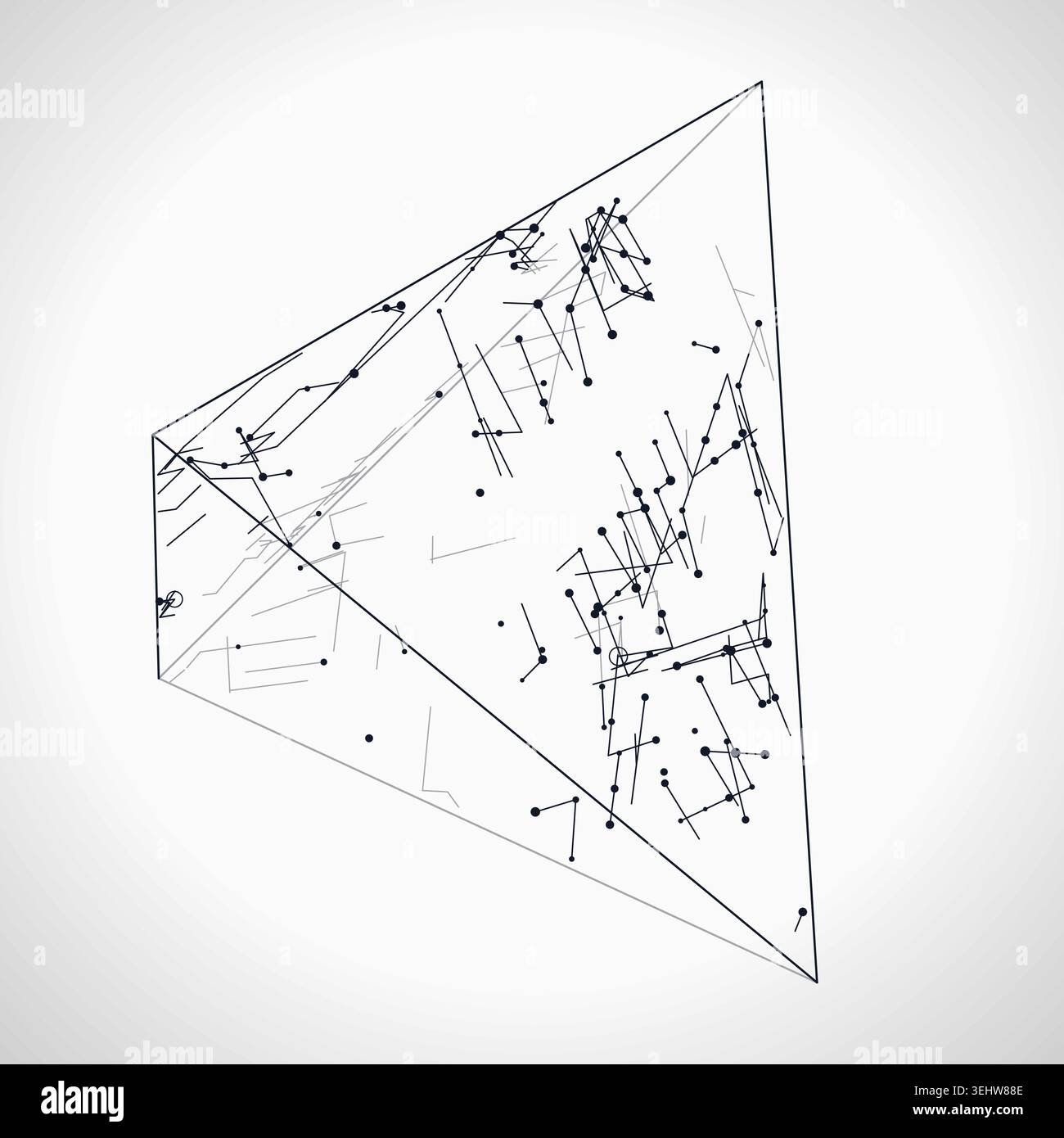 Abstract futuristic pyramid structure rendered as a clean geometric network background Stock Vector