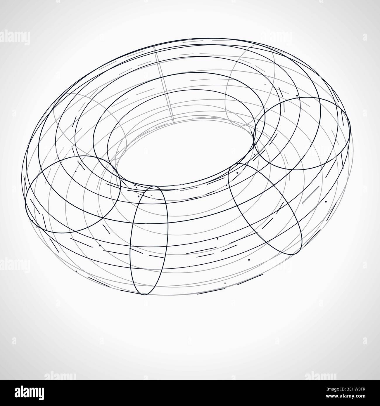 Abstract futuristic torus structure rendered as a clean geometric network background Stock Vector