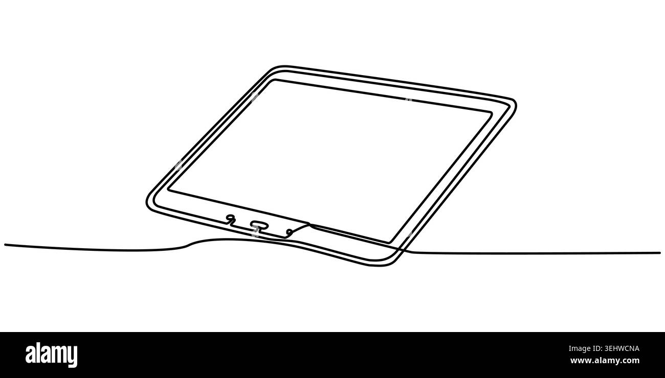 Modern Digital Tablet One-Line Drawing Illustration for Tech and Design Content Stock Vector