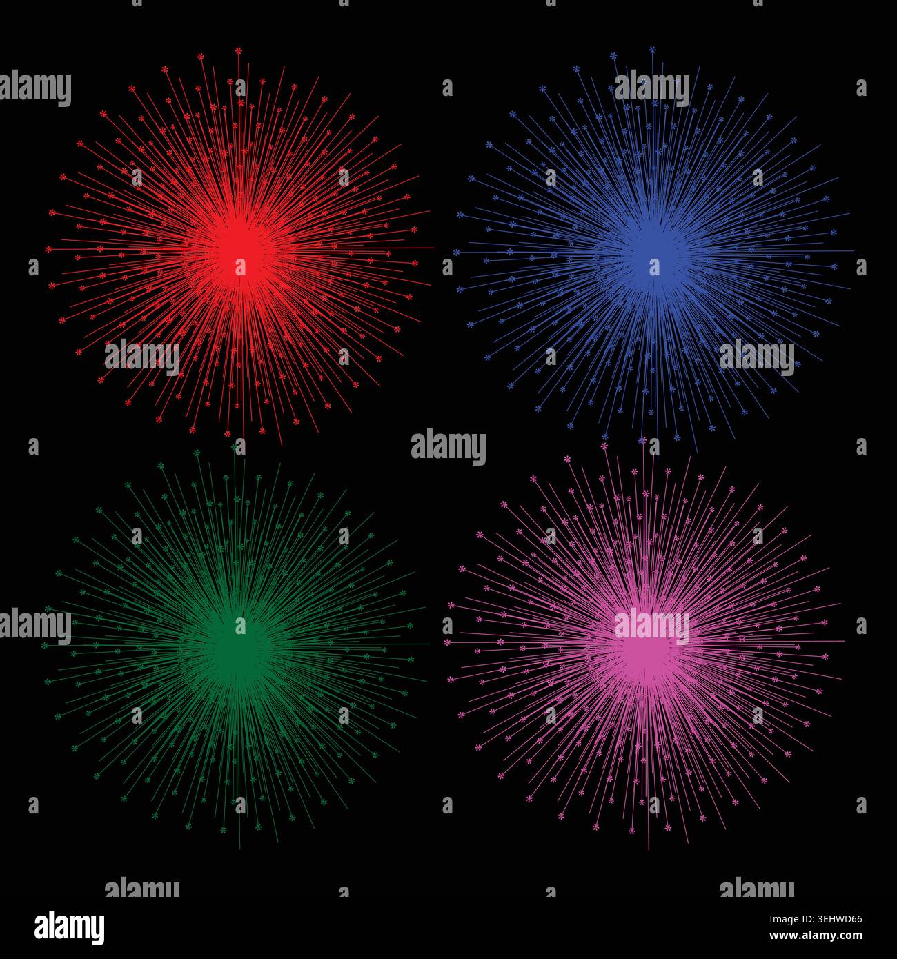 Colorful fireworks explosion in dark space Stock Vector