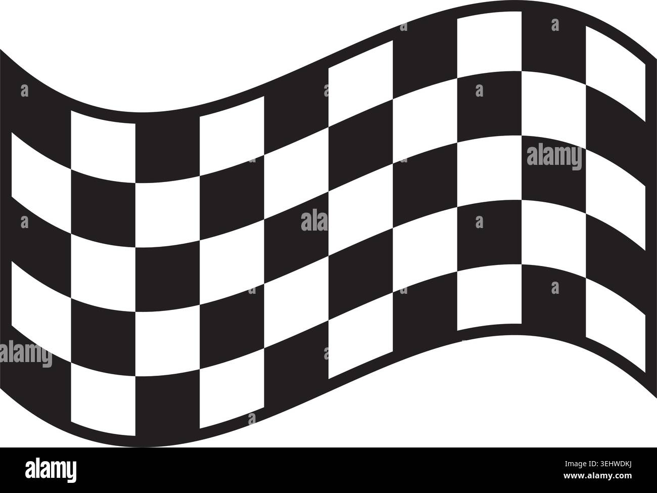 Wavy rally flag banner with checkered texture isolated on white background. Start or finish signal on sport car competitions. Rally, karting or Stock Vector