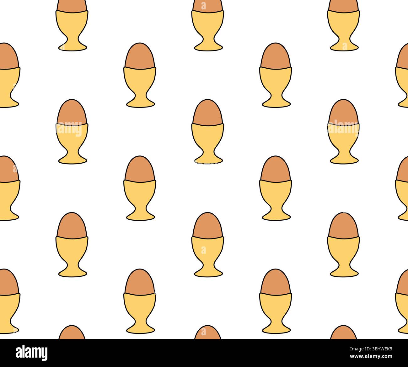 Egg cup pattern Egg seamless hand drawn illustration. Vector graphic line art. Perfect for textile, wrapping paper, and holiday design. Cute modern sp Stock Vector