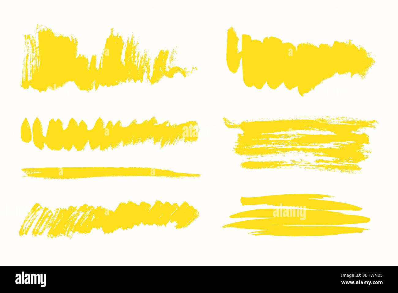 Yellow highlight marker lines, highlighters pen acid strokes. Underline brush or pen line for text, scribble permanent markers neoteric vector Stock Vector