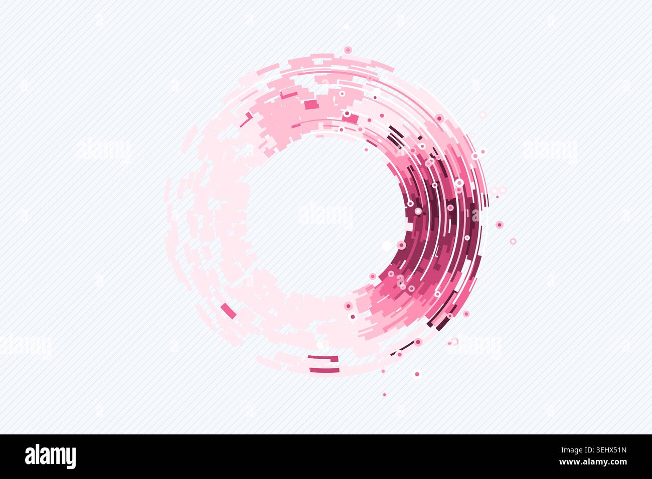 Abstract digital ring interface made from layered geometric arc blocks Stock Vector