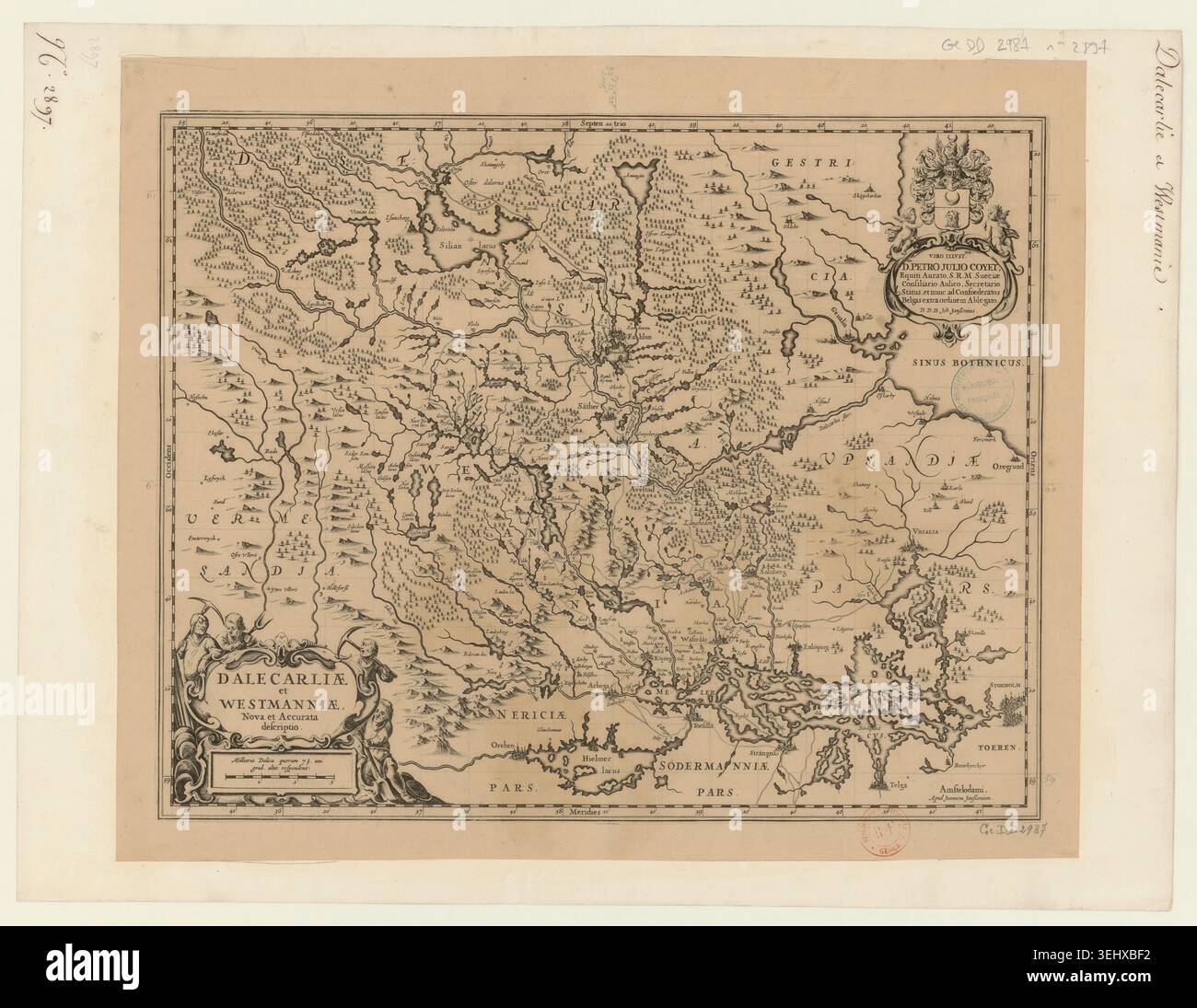 Engraved map by Johannes Janssonius presents the Swedish provinces of ...