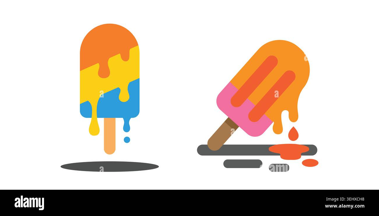Colorful melting popsicle vector illustrations Stock Vector