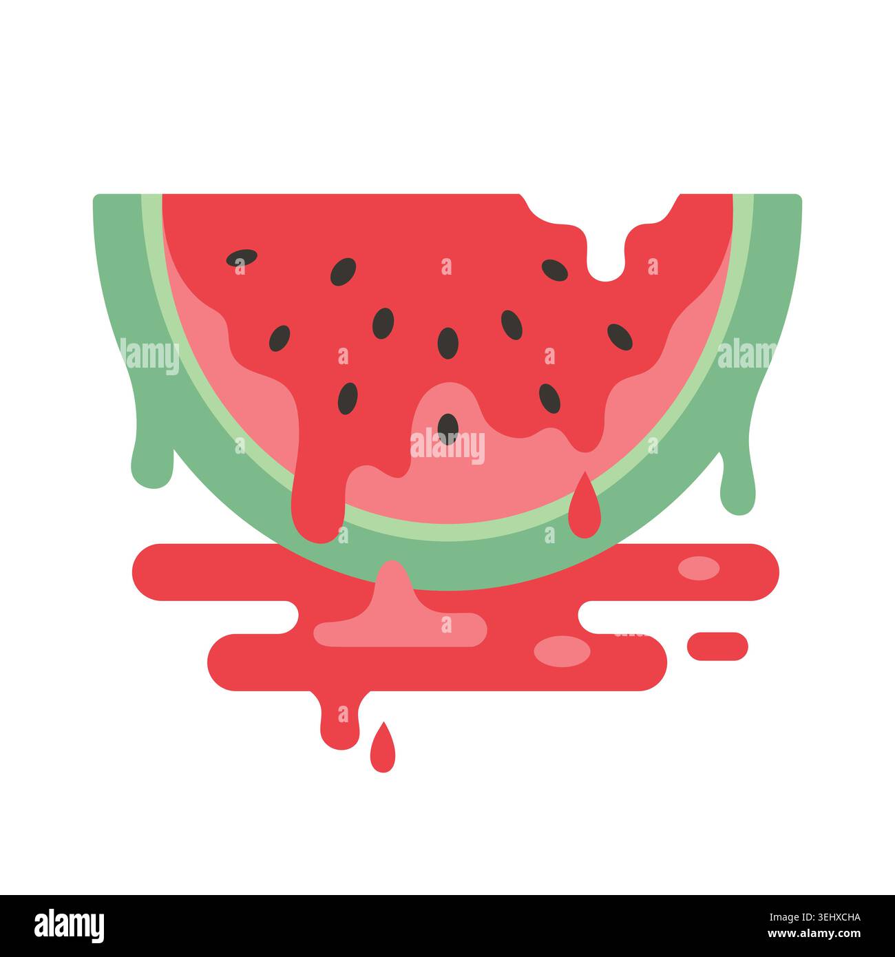 Flat vector illustration of a dripping watermelon slice Stock Vector