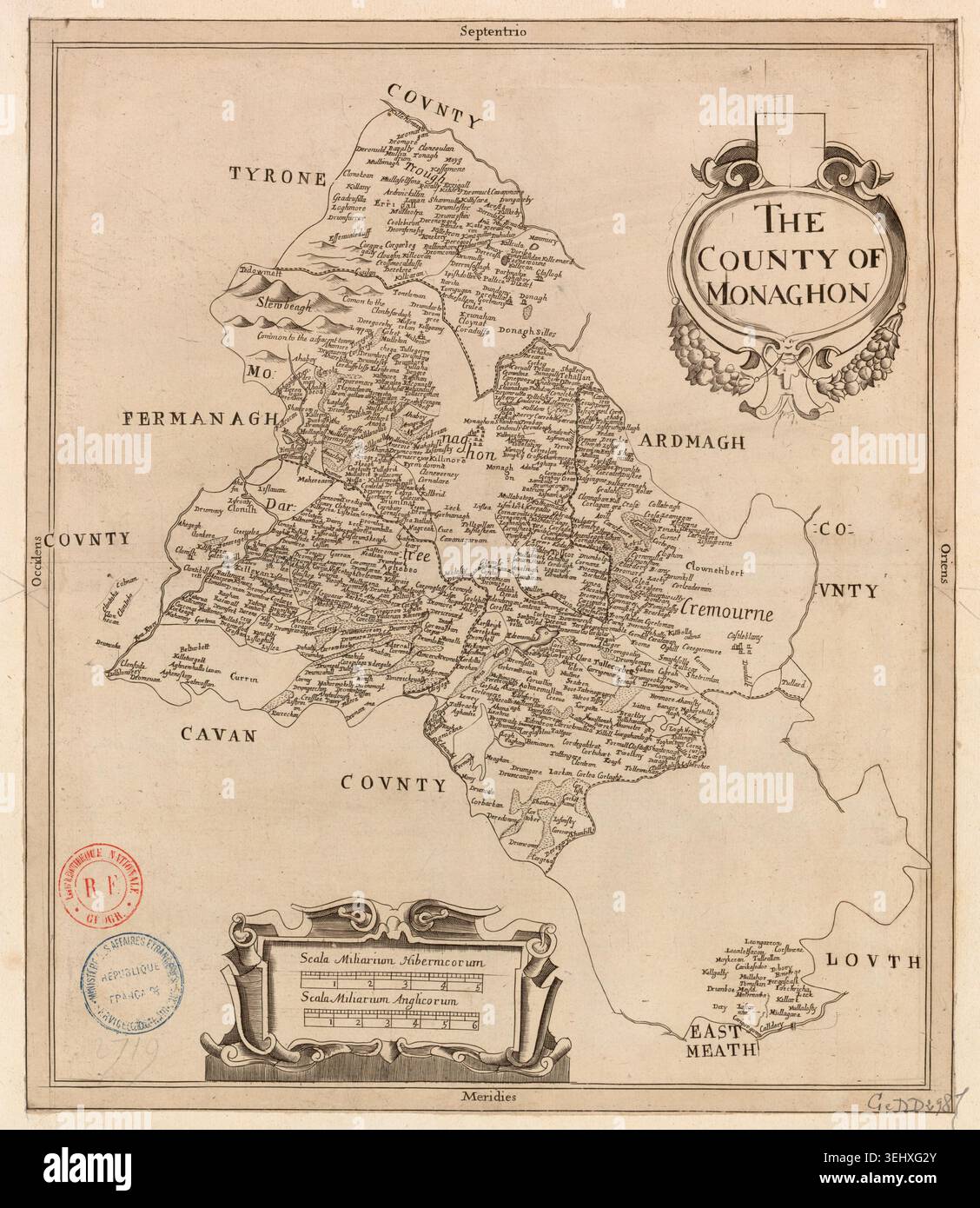 1685 engraved map by William Petty presents County Monaghan with ...