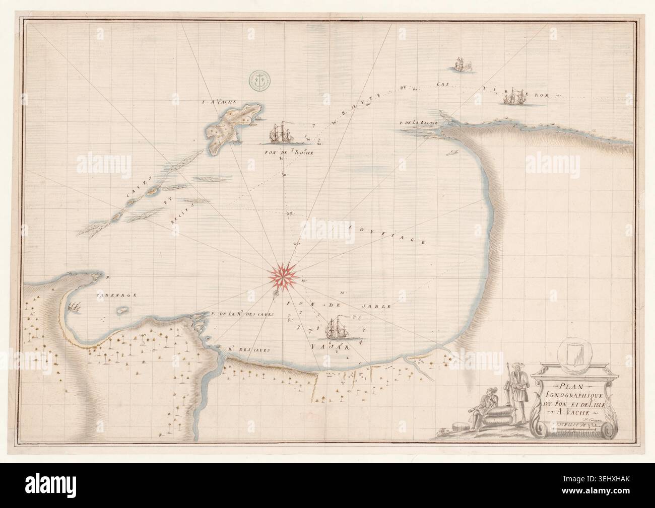 Paul Cornuau created this manuscript map in 1686 charting the Fon and ...