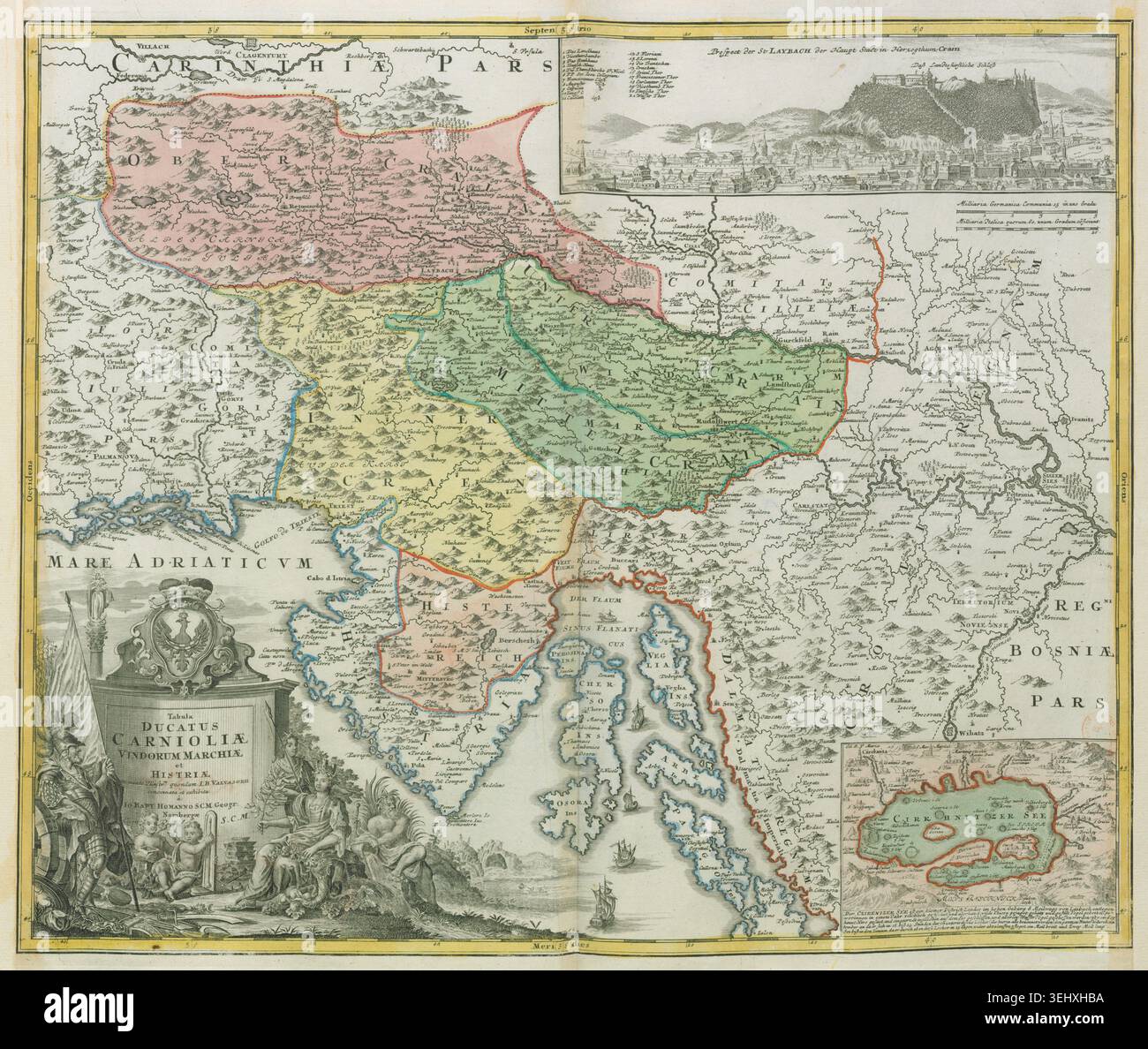 An engraved map compiled from the work of Valvasor in 1700 presents the ...