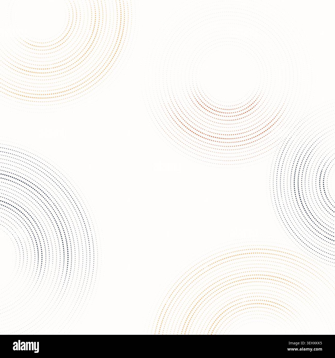 Modern dotted background featuring floating circular ring forms built from clean vector particles Stock Vector