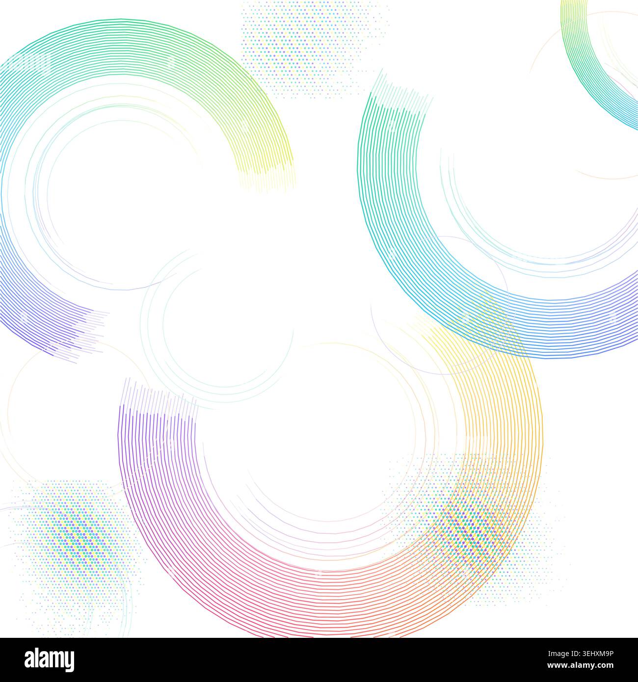 Minimal geometric ring composition with pale transparency effects and decorative dotted texture Stock Vector