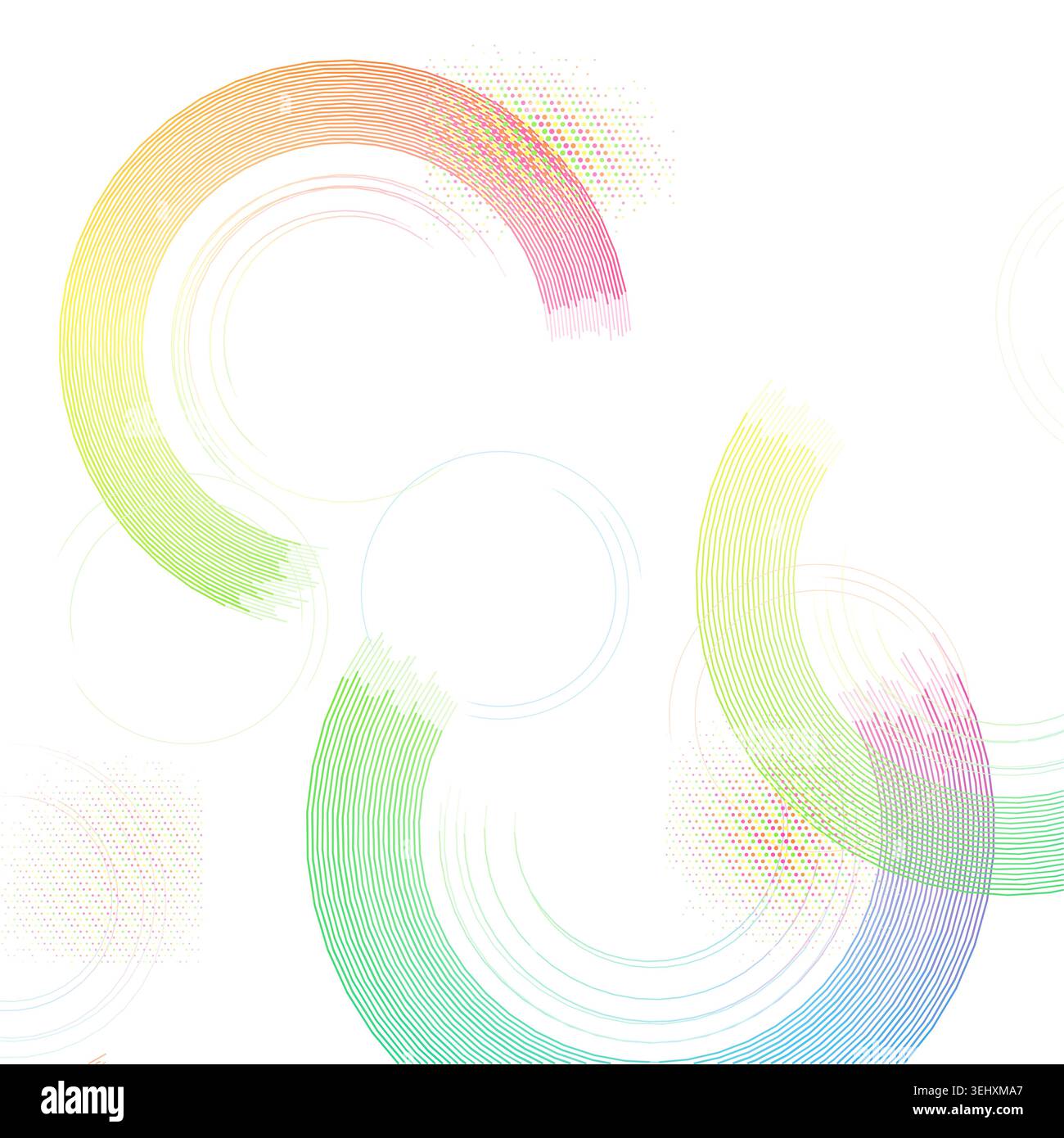 Minimal geometric ring composition with pale transparency effects and decorative dotted texture Stock Vector