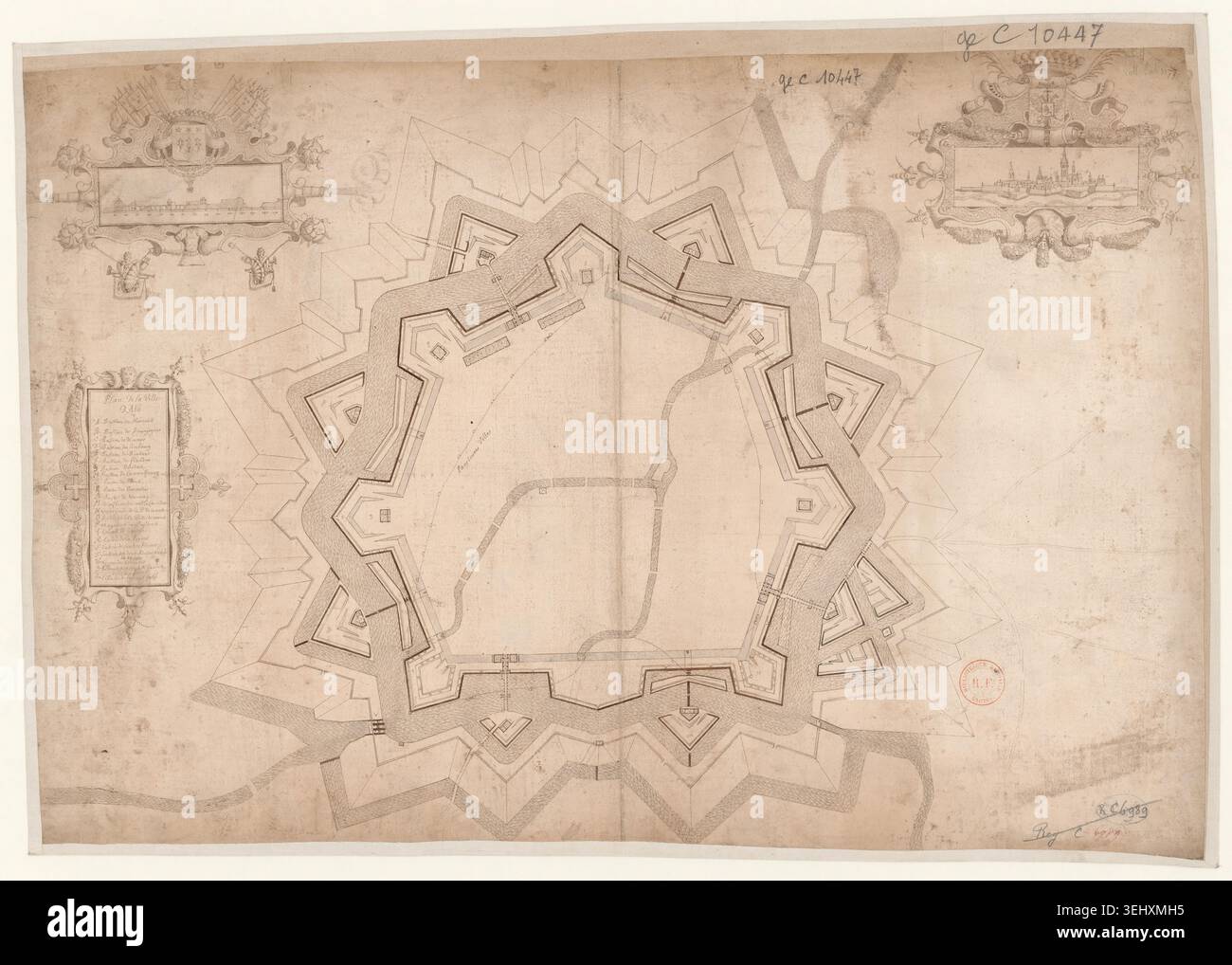 The manuscript map records Ath and its fortifications through a ...