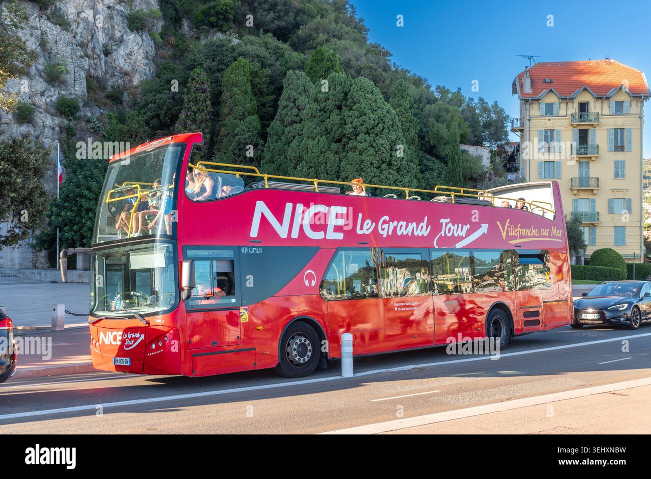 Open-top double-decker tour bus operated by Nice Le Grand Tour, a hop ...