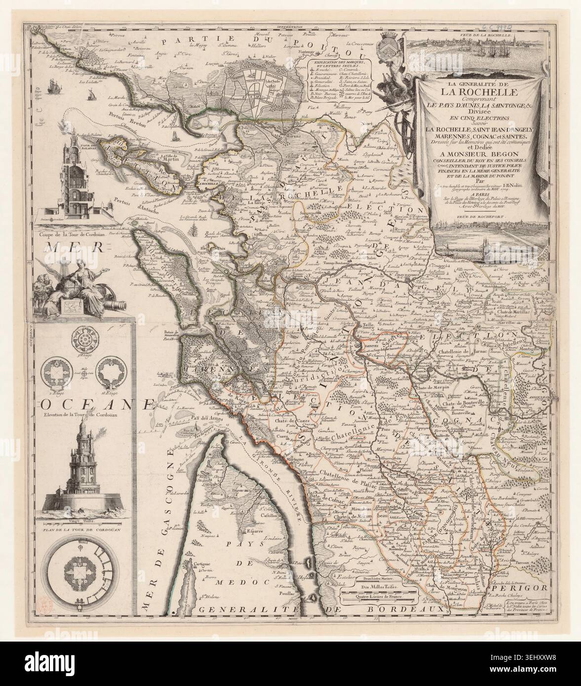 Generalities Map 1704 la rochelle generality map hi-res stock photography and images - Alamy