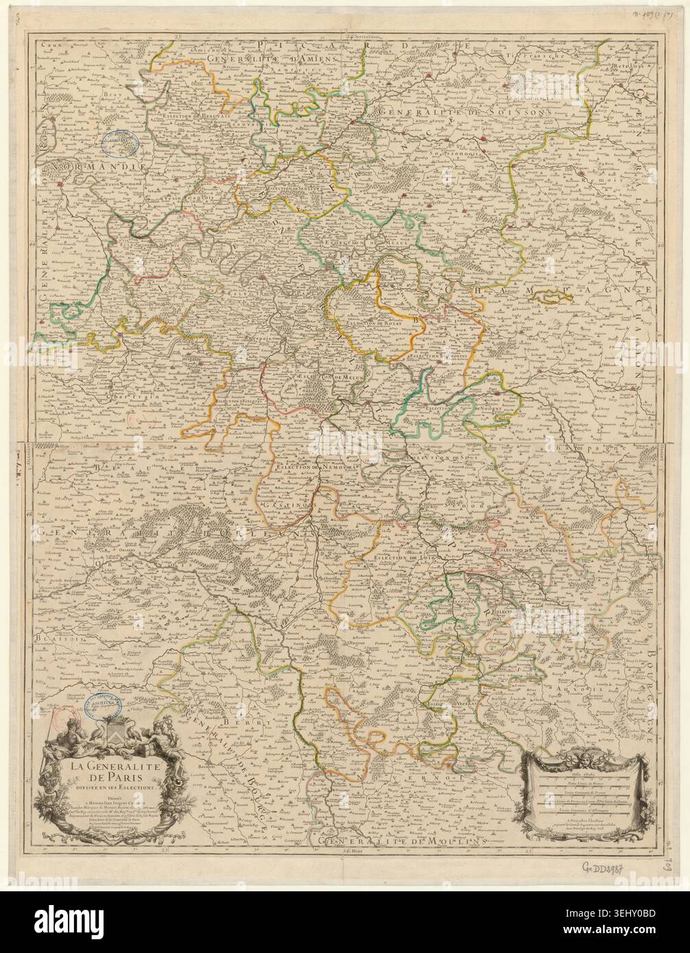 Generalities Map The engraved map by Alexis-Hubert Jaillot, dated 1708, presents the ...