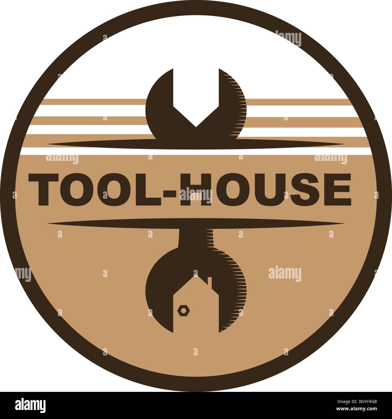 Negative space spanner house logo Stock Vector