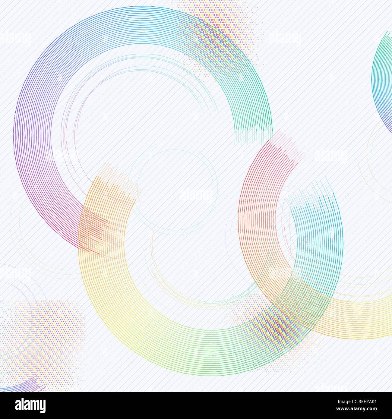 Minimal geometric ring composition with pale transparency effects and decorative dotted texture Stock Vector