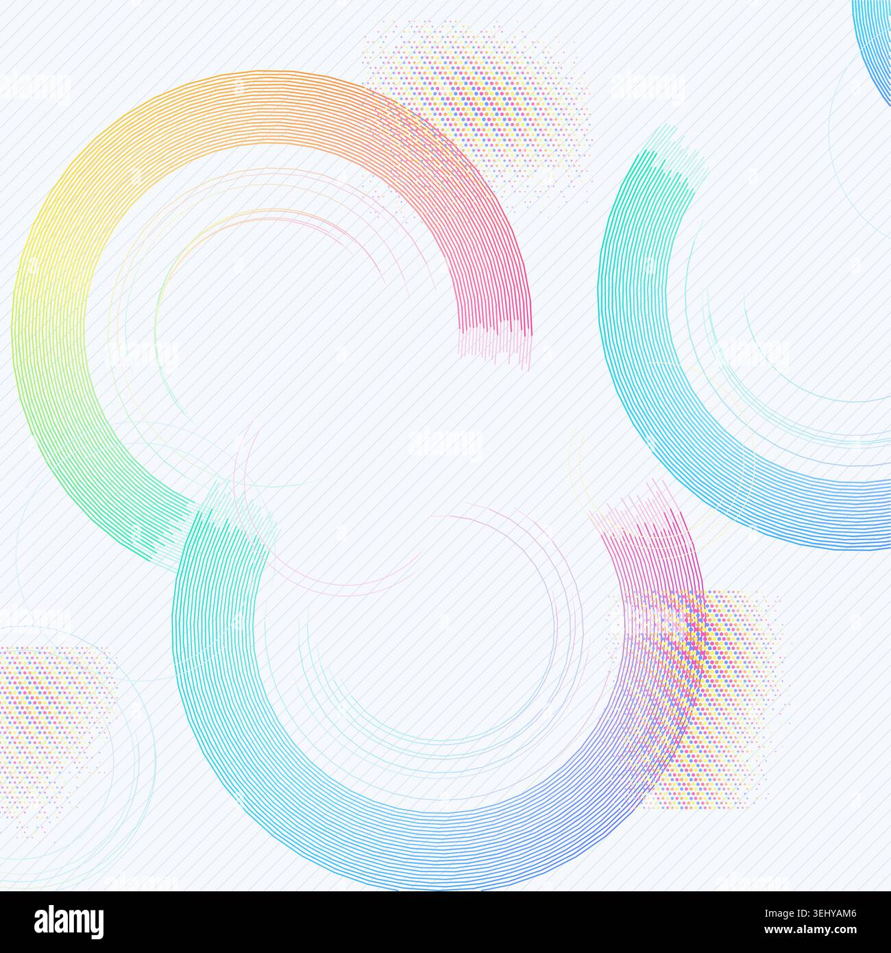 Minimal geometric ring composition with pale transparency effects and decorative dotted texture Stock Vector
