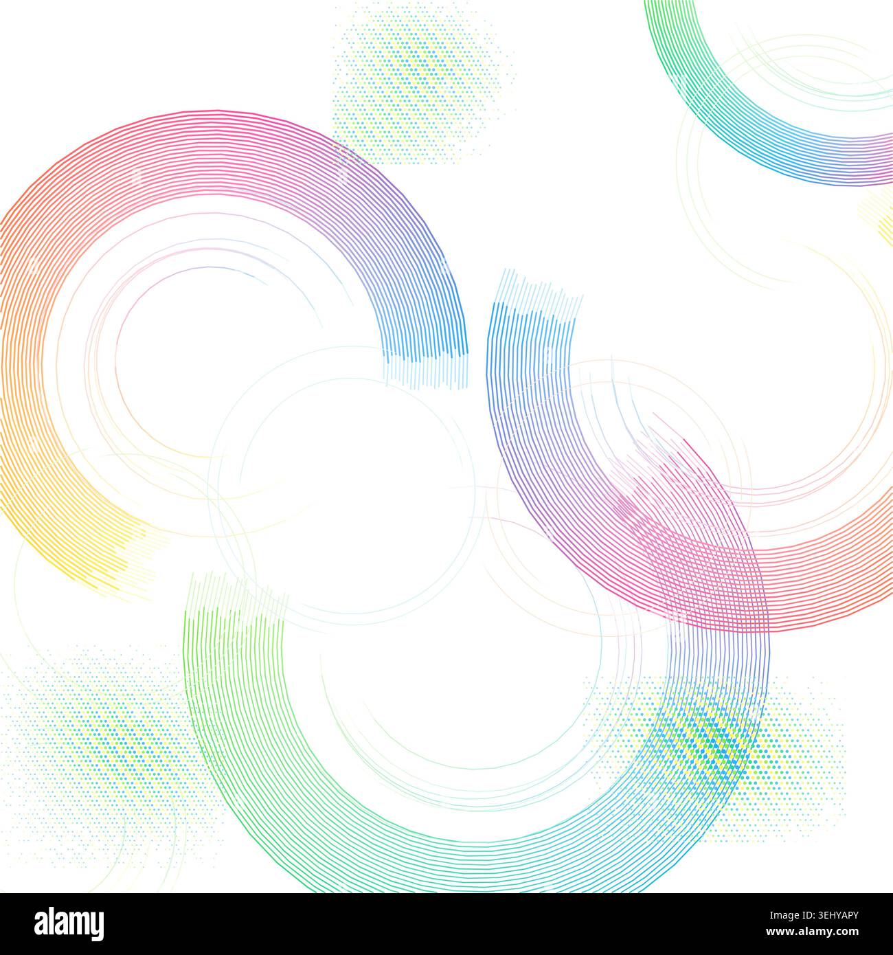 Minimal geometric ring composition with pale transparency effects and decorative dotted texture Stock Vector