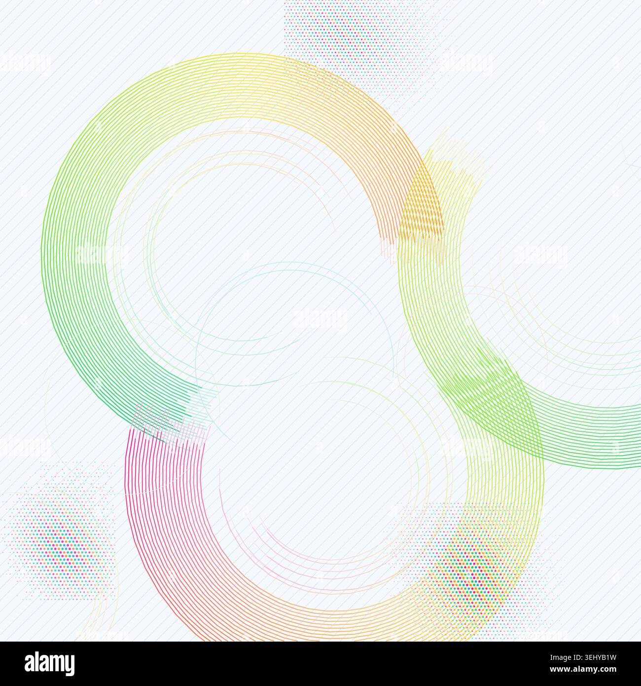 Minimal geometric ring composition with pale transparency effects and decorative dotted texture Stock Vector