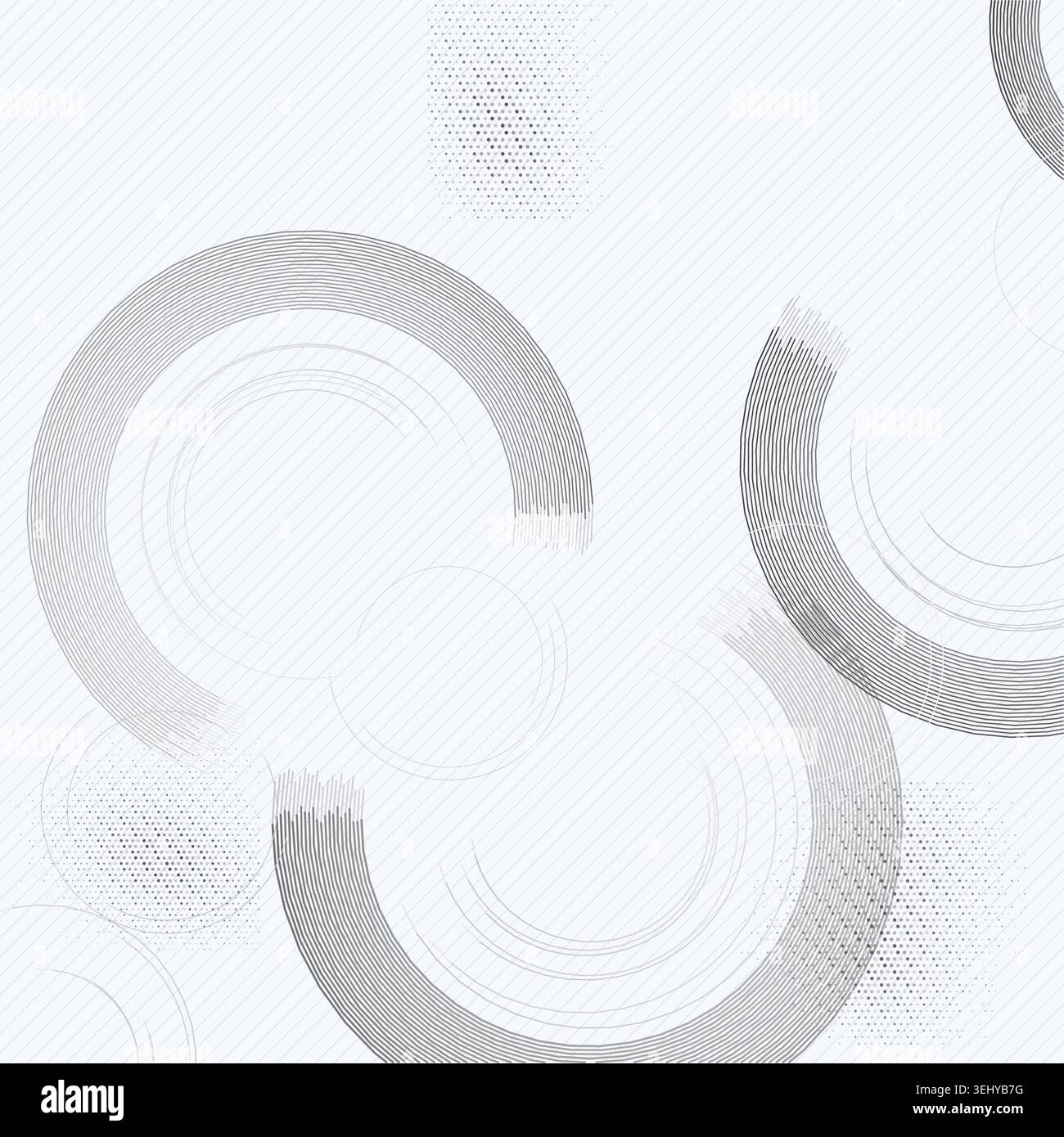 Minimal geometric ring composition with pale transparency effects and decorative dotted texture Stock Vector