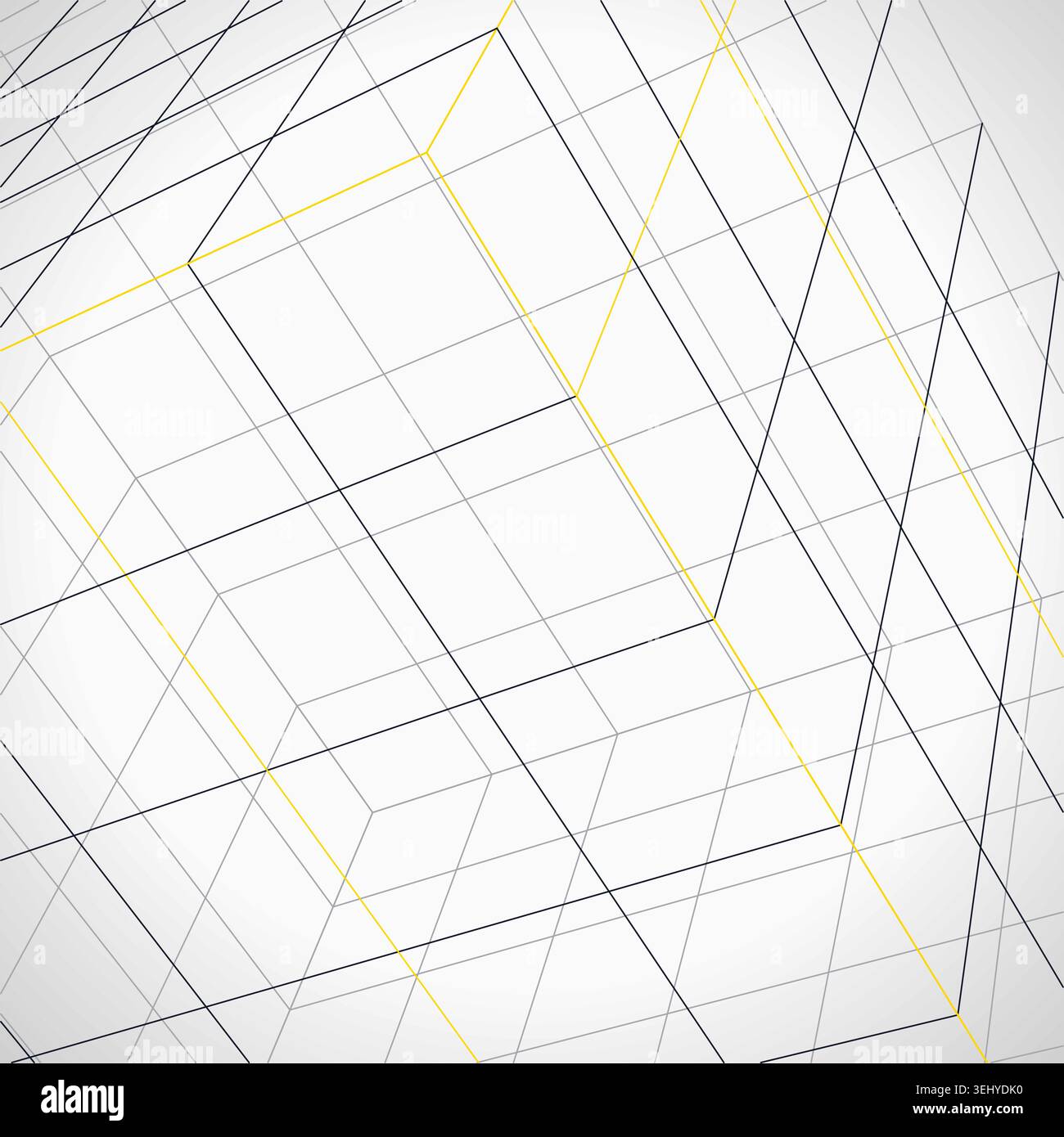 Modern technology-inspired 3D wire cube with layered lines and connection points Stock Vector