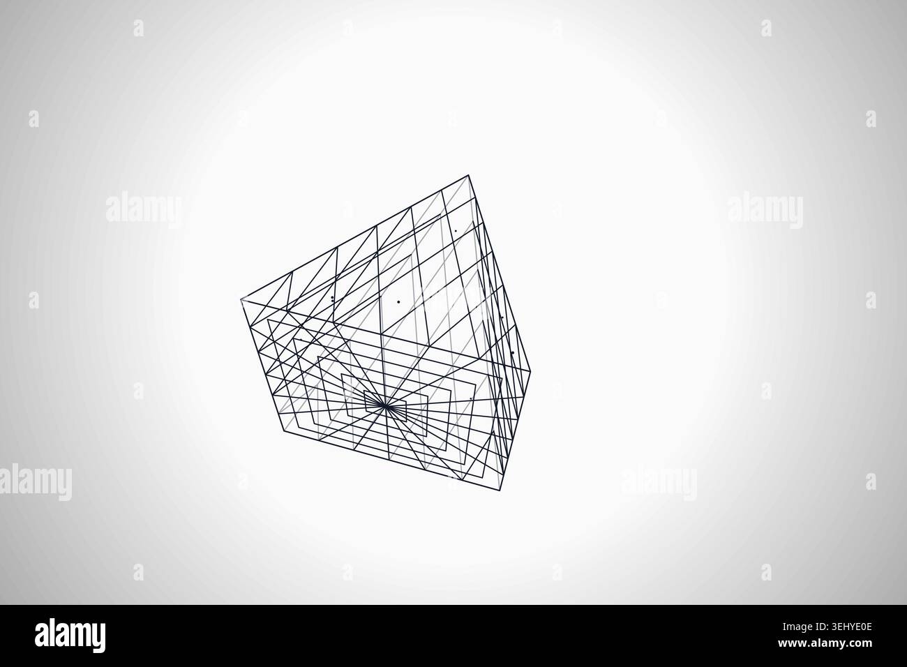 Abstract futuristic pyramid structure rendered as a clean geometric network background Stock Vector
