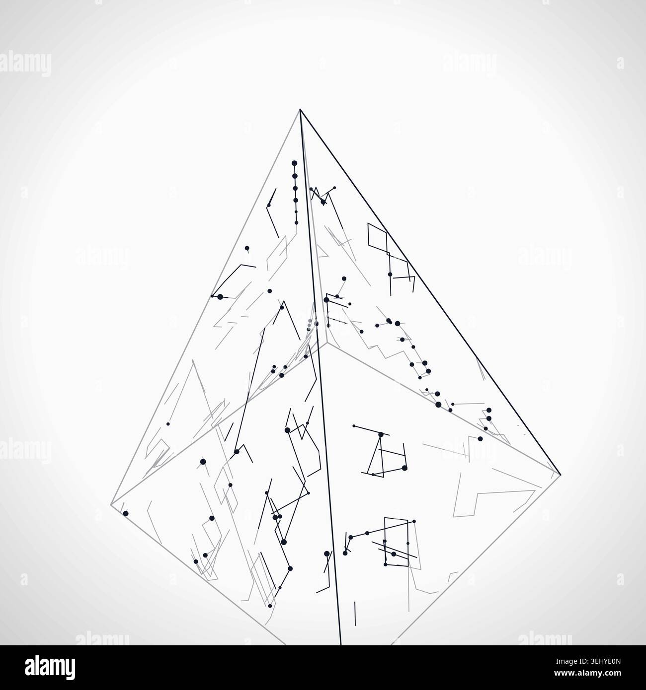 Abstract futuristic pyramid structure rendered as a clean geometric network background Stock Vector