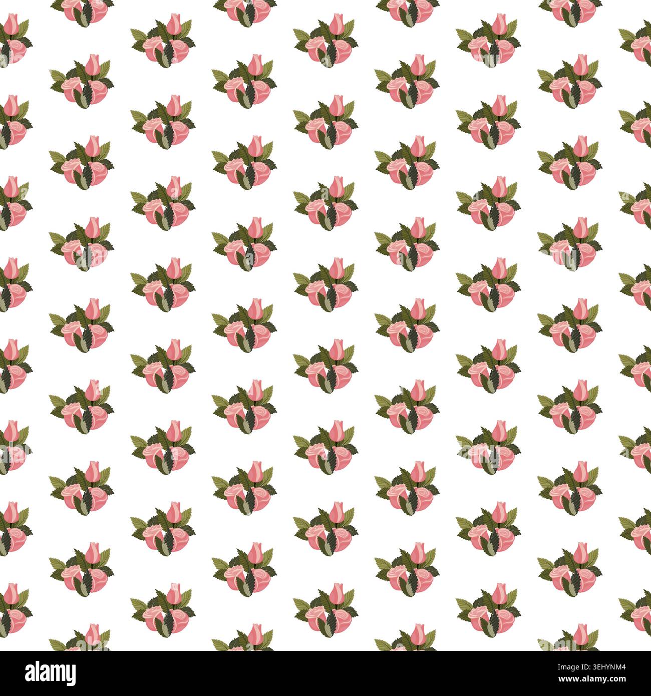 Composition of pink roses. Seamless pattern. Vector illustration. Stock Vector