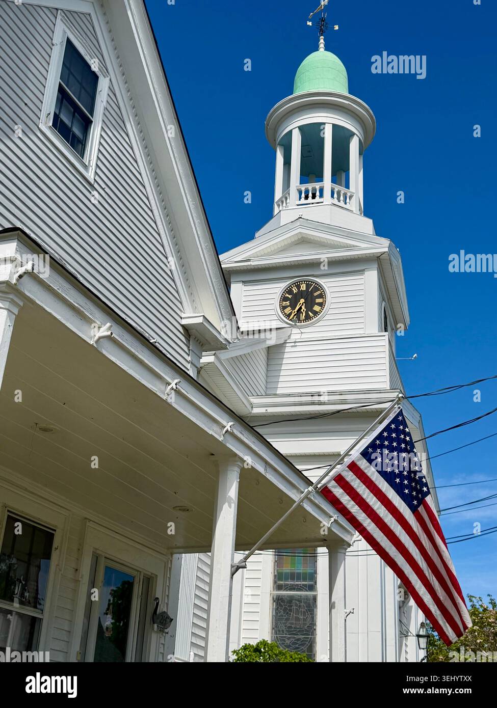 First Congregational Church on Main St., Wellfleet, Cape Cod, Massachusetts. - Smartphone Captured Stock Image