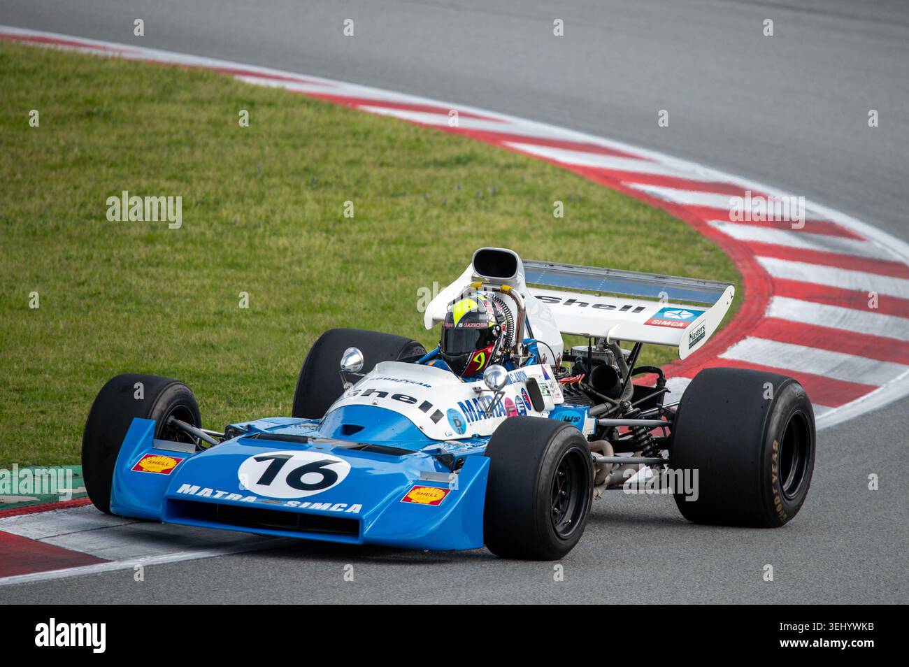 Front three-quarter view of a vintage Matra MS120C Formula One racing ...