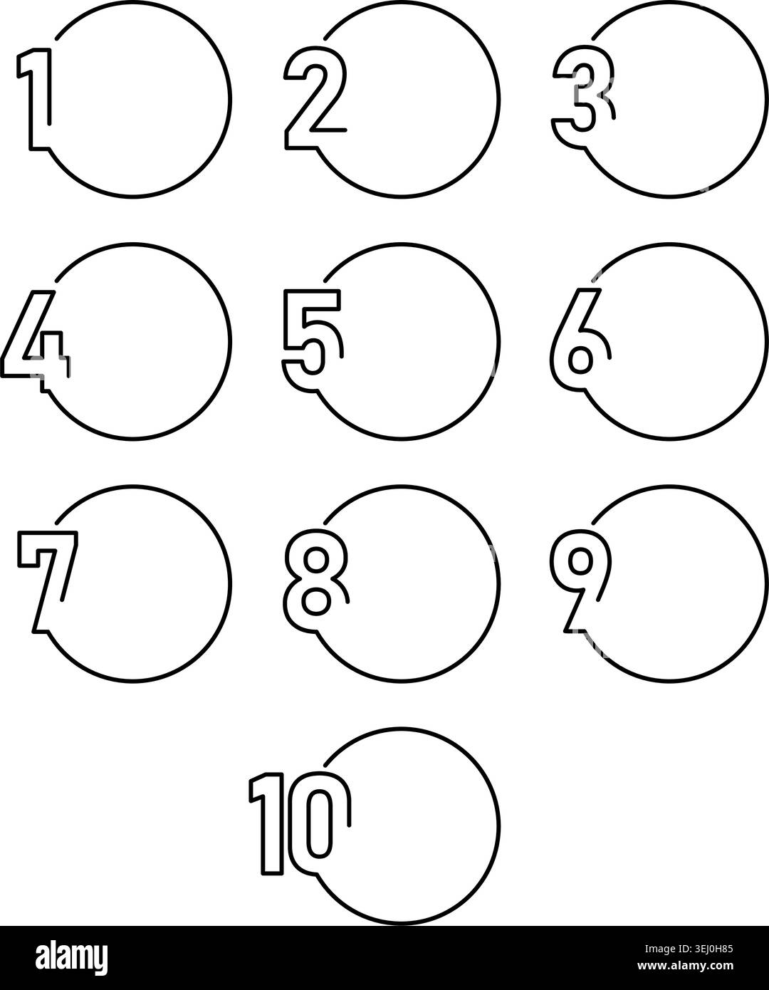 Numbered Circle (1 to 10) Frame Set Vector Illustration Stock Vector
