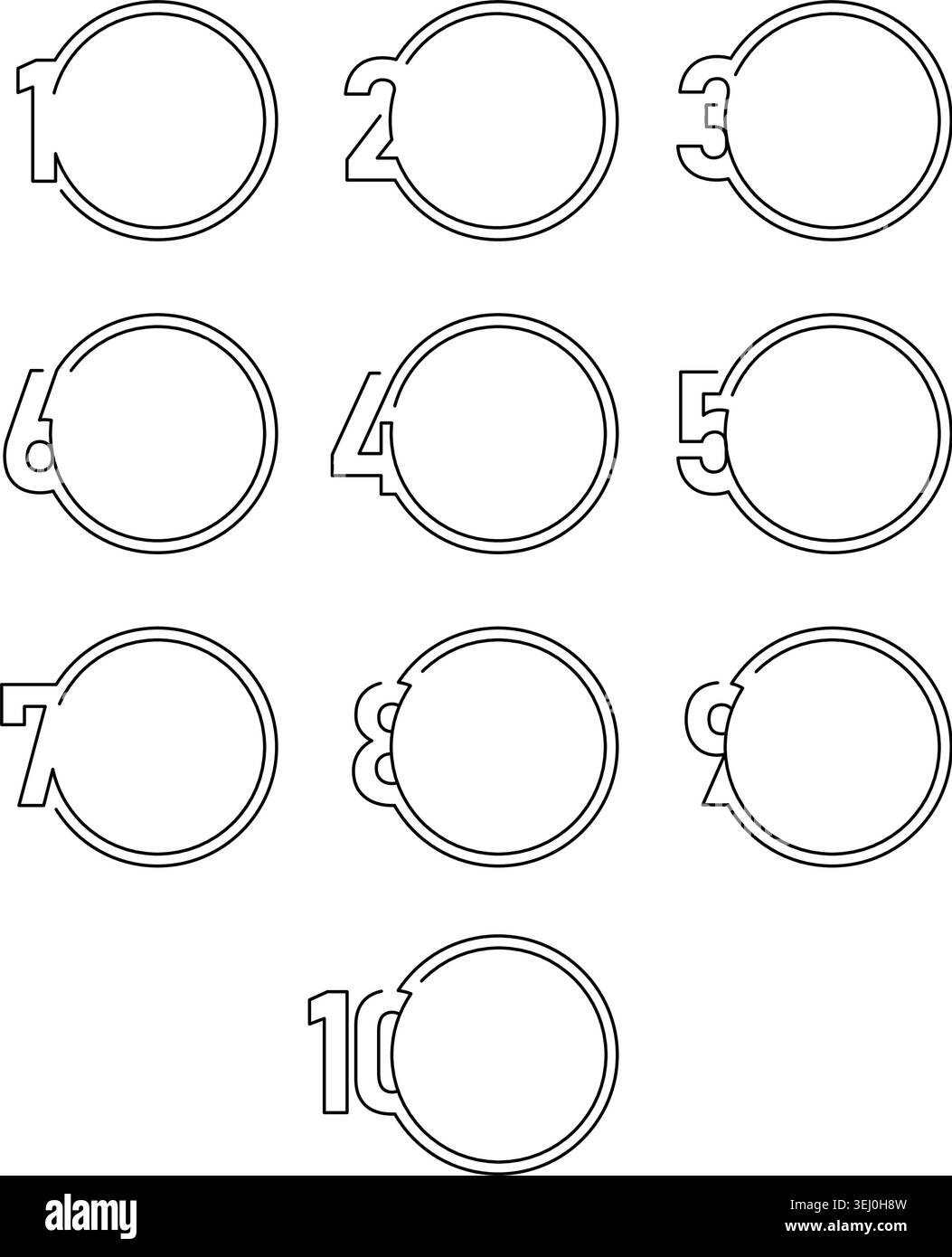 Numbered Circle (1 to 10) Frame Set Vector Illustration Stock Vector