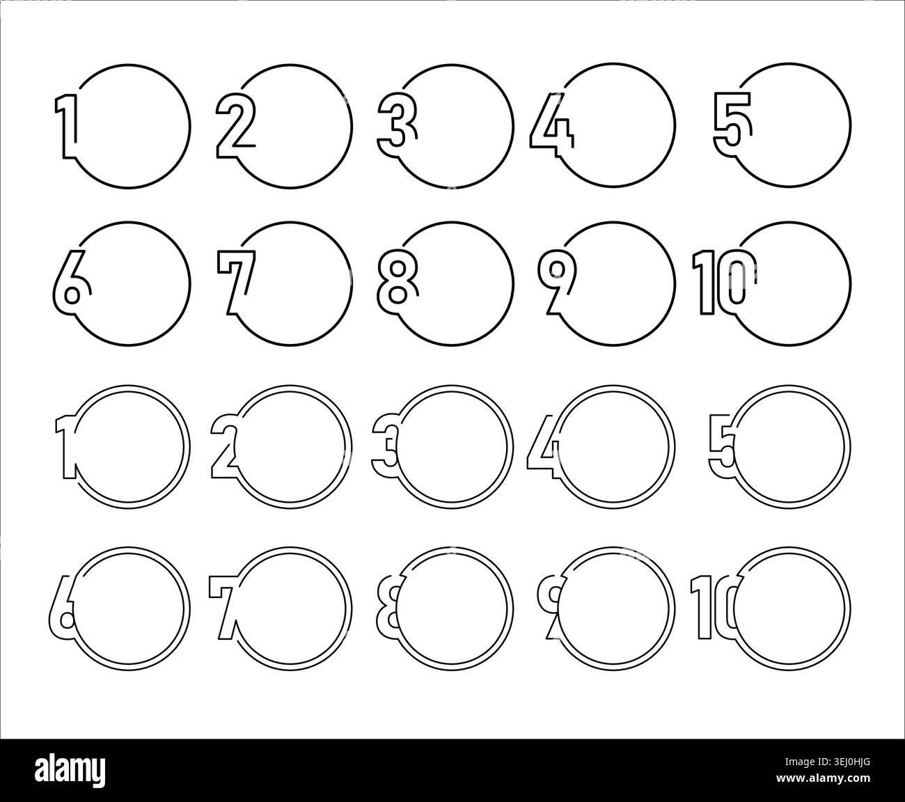 Numbered Circle (1 to 10) Frame Set Vector Illustration Stock Vector