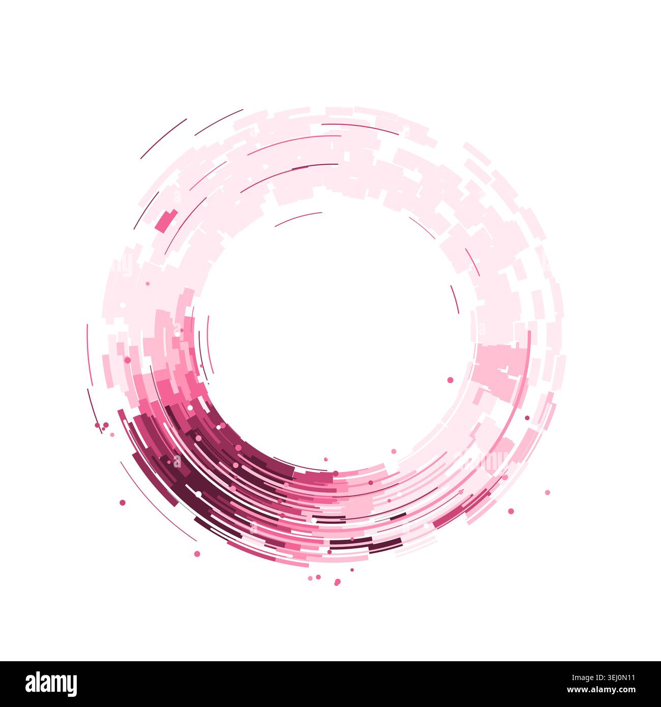 Abstract digital ring interface made from layered geometric arc blocks Stock Vector