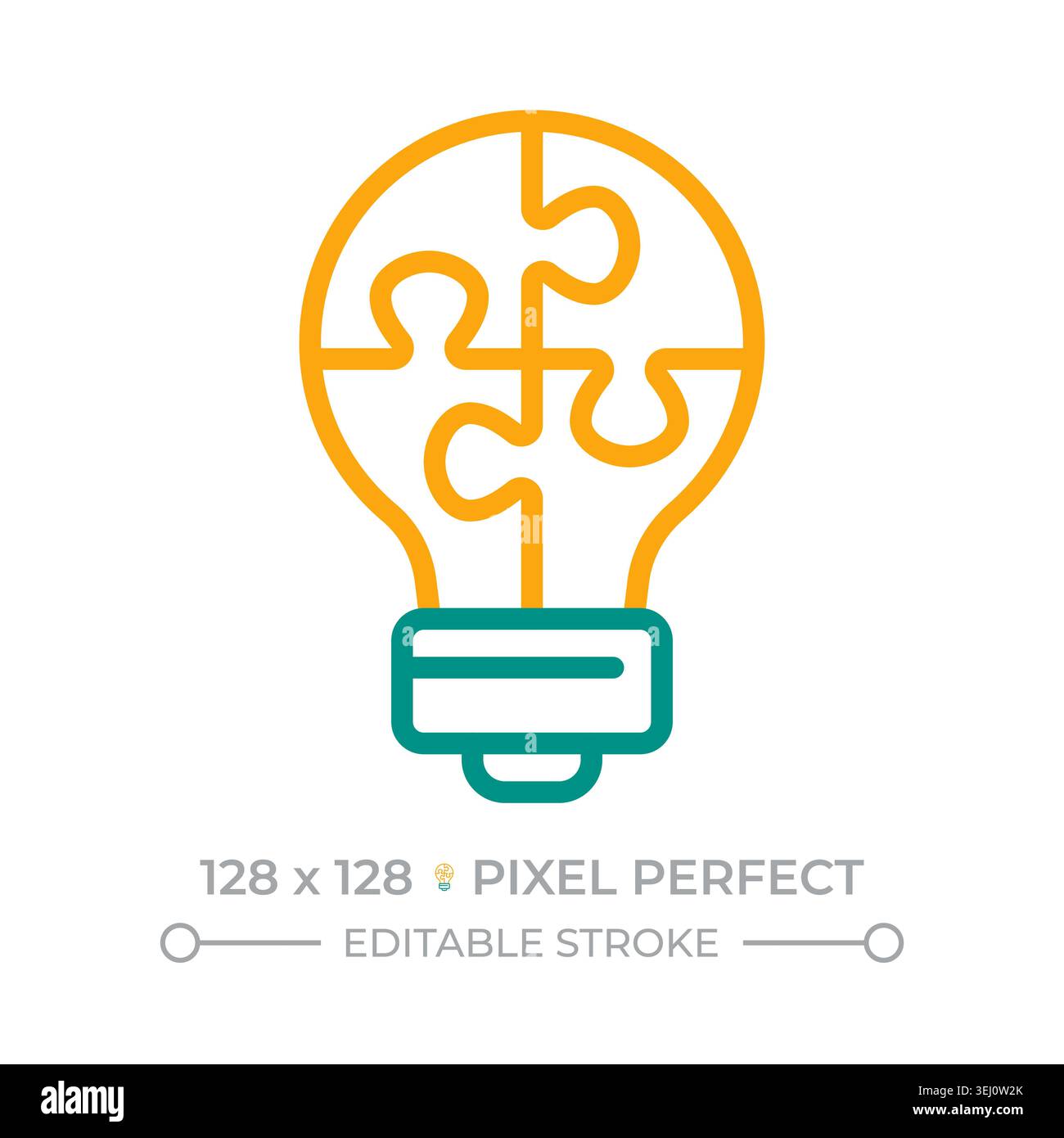 Jigsaw lamp two color line icon Stock Vector
