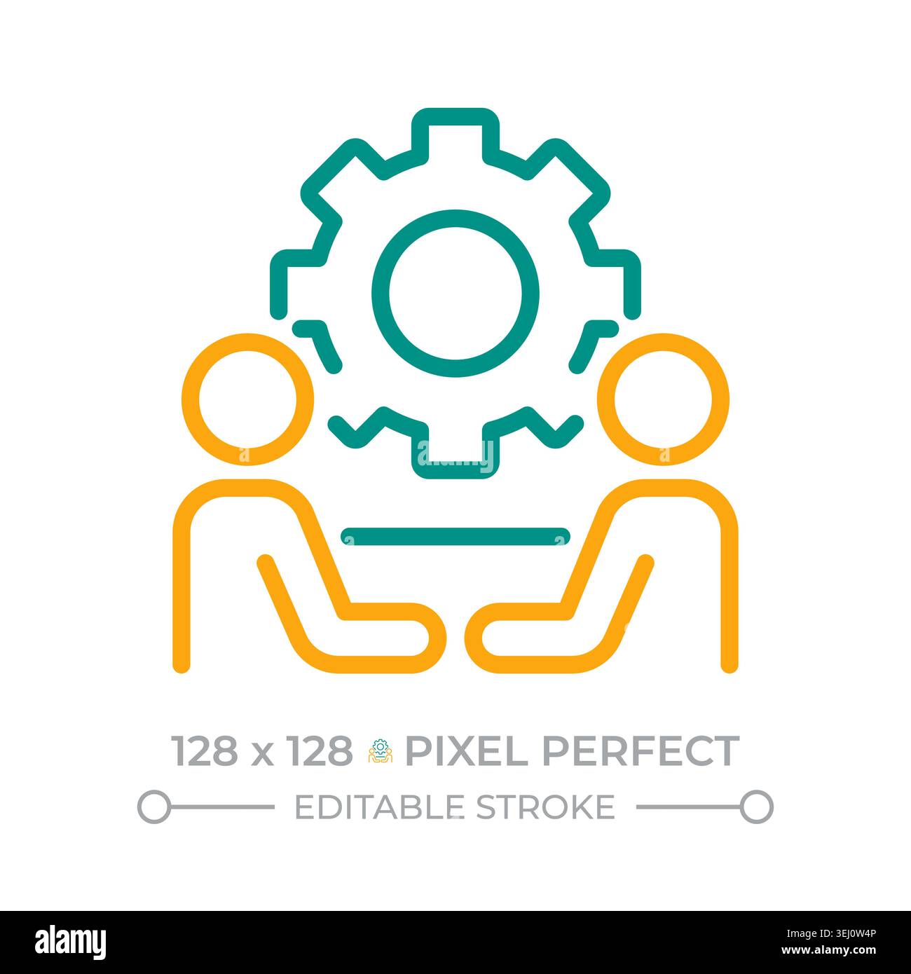Strategy meeting two color line icon Stock Vector