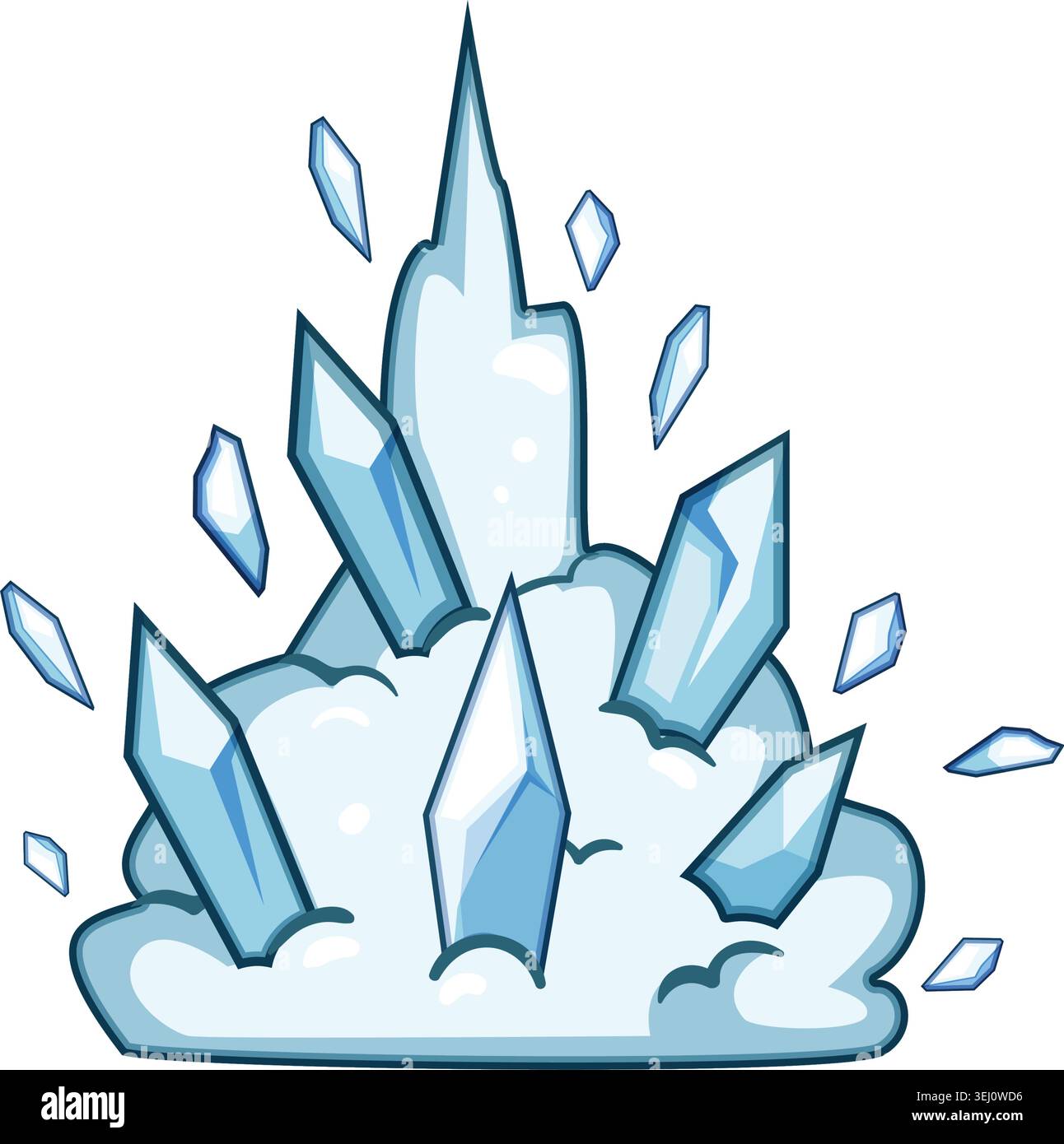 Ice crystals exploding magic blast effect Stock Vector
