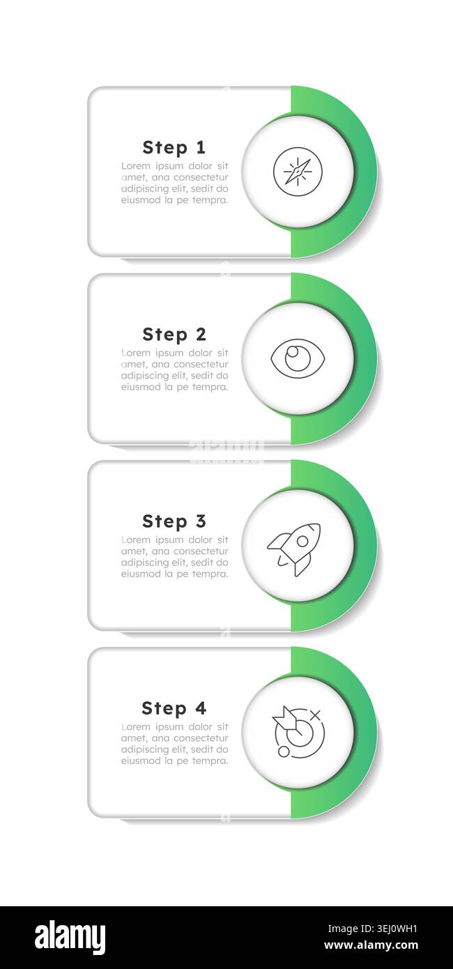 Change management rounded green vertical infographic 4 steps Stock Vector