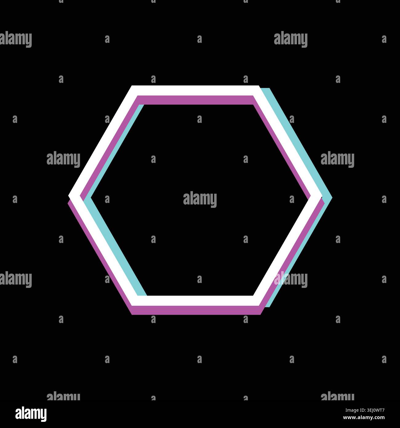 Glitch hexagonal frame with digital effect background Stock Vector