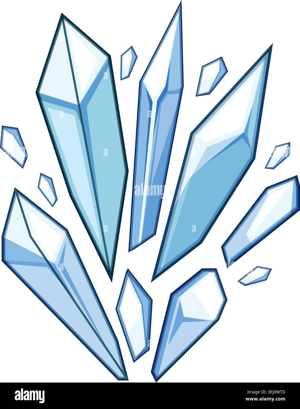 Ice blast frozen crystal shards exploding concept Stock Vector